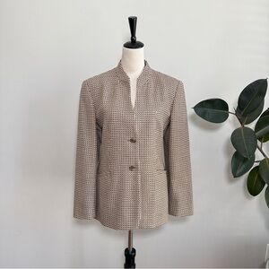 Talbots Blazer Womens Wool Tweed Jacket Brown Tan Lined 2 Button Vintage 10